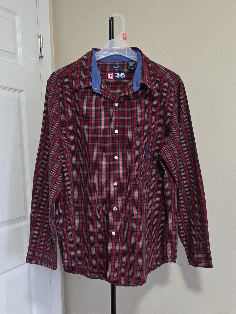 Chaps Cotton Blend Men's Red Plaid Button-Up Shirt